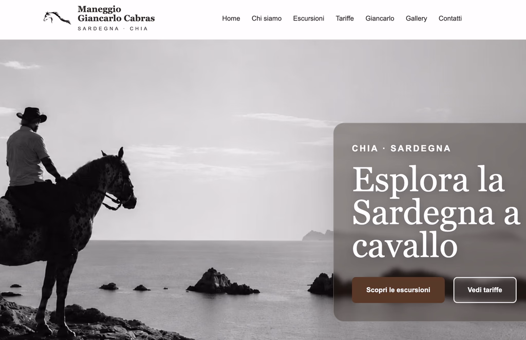 Webdesign für Reitausflüge auf Sardinien
